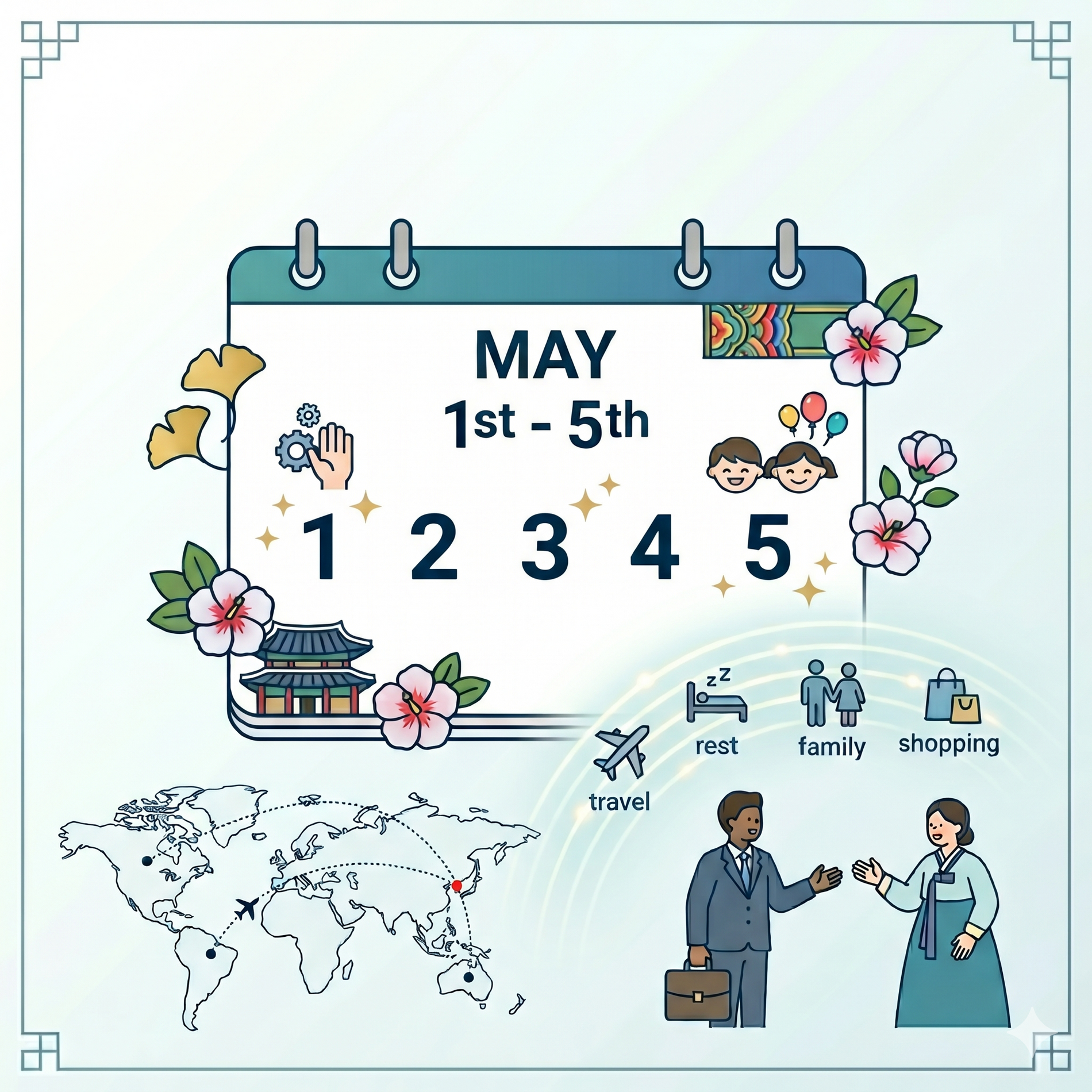 Korea will be celebrating several public holidays between May 1st and May 5th 2026.