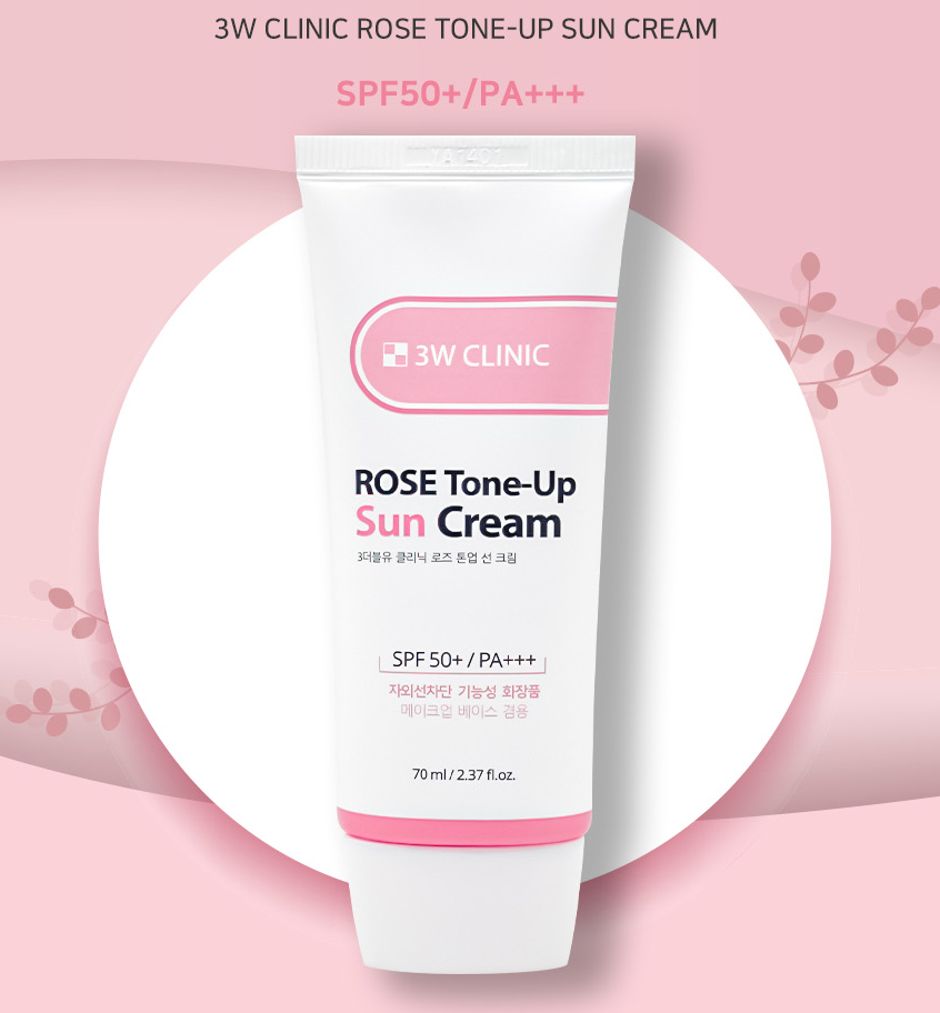 3W CLINIC Rose Tone Up Sun Cream  70ml SPF50+ PA+++