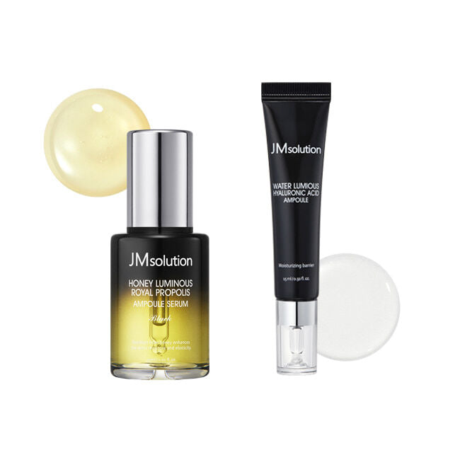 JMSOLUTION HONEY LUMINOUS ROYAL PROPOLIS HYALURONIC ACID DOUBLE AMPOULE Black 30ml + 15ml