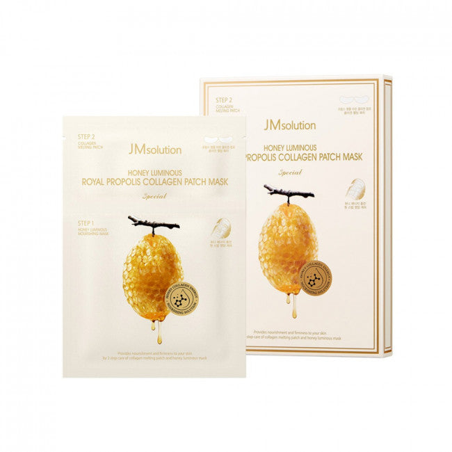JMSOLUTION HONEY LUMINOUS ROYAL PROPOLIS COLLAGEN PATCH MASK Special(Step1 - 30ml Step2 - 8.5mg*2 pices)*5  pices