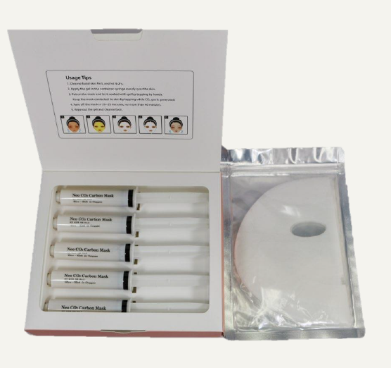 RIOX Mask Carboxy CO2 Mask (25ml x 5 syringes + 5 mask sheet sets / box) (1 mask sheet set = 1 face sheet + 1 neck sheet) 365g