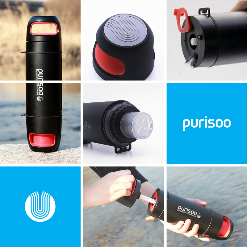 Purisoo+ water purifier bottle uses various antibacterial modular filters  and an easy pump » Gadget Flow