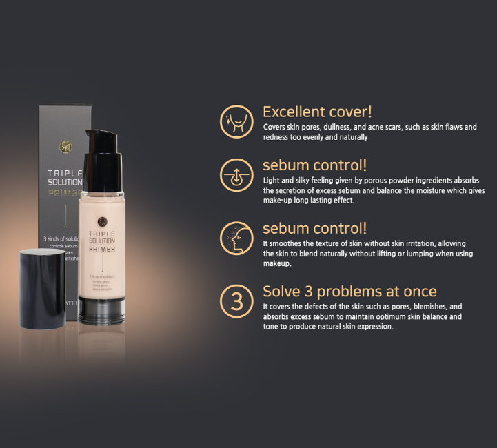 SKINNATION Triple Solution Primer 30ml | Excellent Cover Sebum control Covers skin pores Dullness Acne scars
