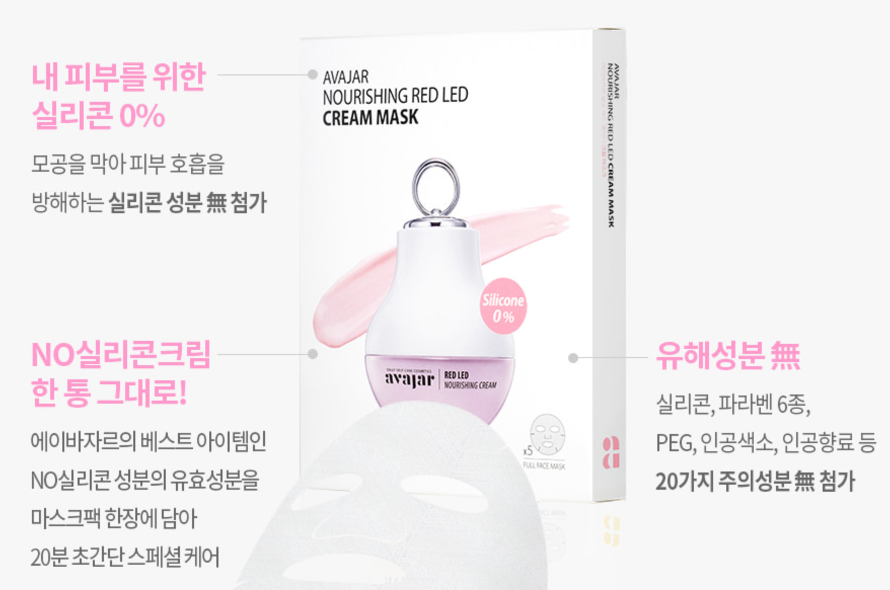 AVAJAR NOURISHING Red LED Cream MASK (5EA) - Dotrade Express. Trusted Korea Manufacturers. Find the best Korean Brands