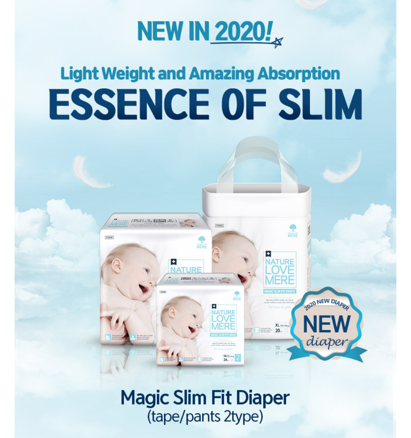 NATURE LOVE MERE Magic Slim Fit Band Diaper (1Box: 4Packs) Size: New born~S/M/L/XL