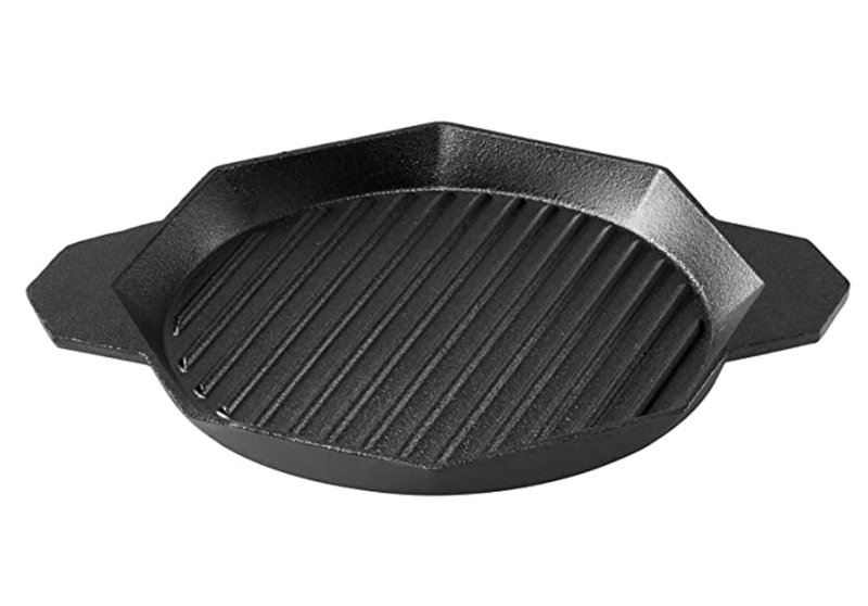 MommysPOT Cast Iron Grill Pan with Dual Handles, Pre-Seasoned, 10.7 Inch  Made in Korea