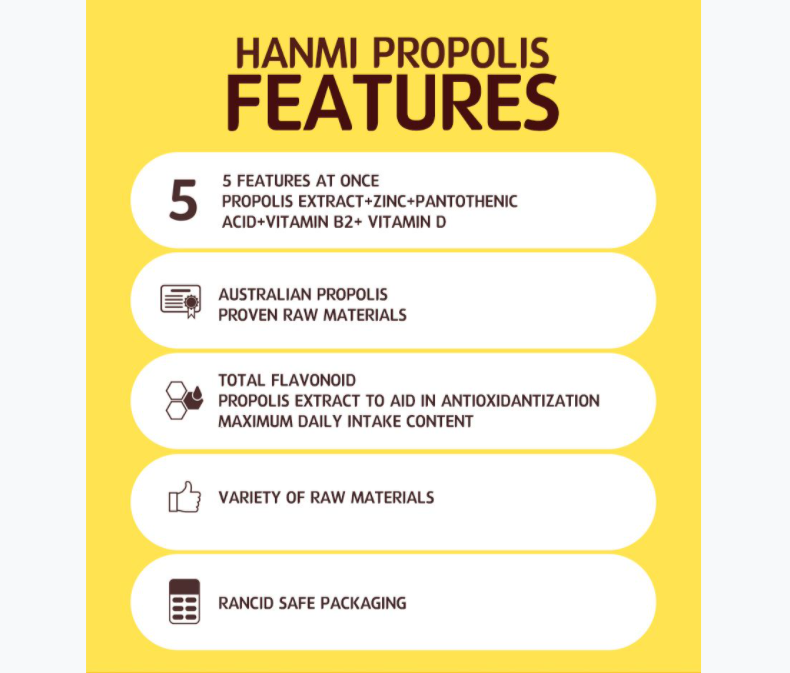 HANMI NATURAL NUTRITION Propolis Premium 600mg x 30 Capsule 18g