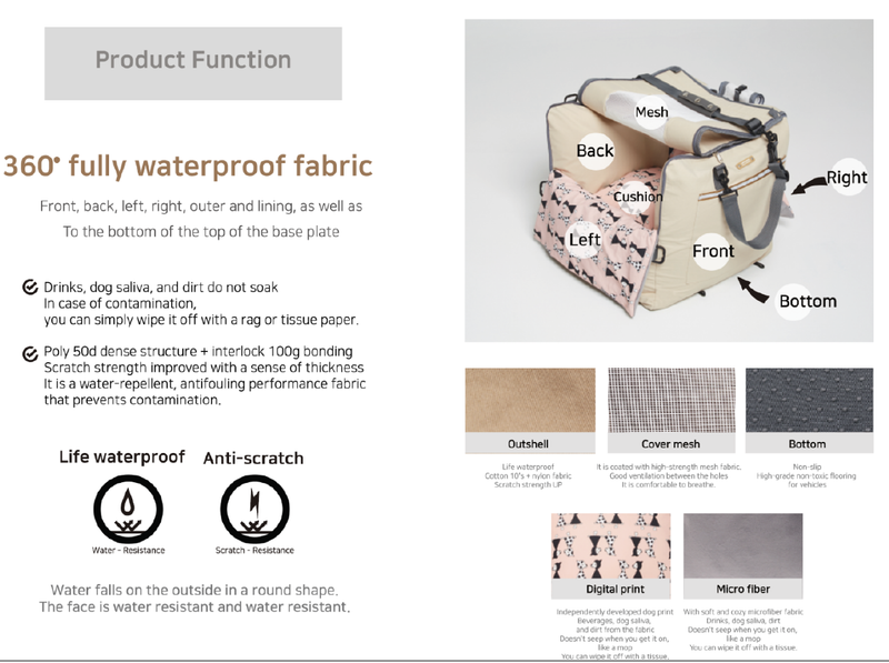 360 Pet Carseat  Waterproof fabric