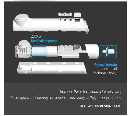 Face Factory Beauty Suction Prime (390g) | 2000 rpm Air Pump | Sebum Care | Hyperallergic silicon head