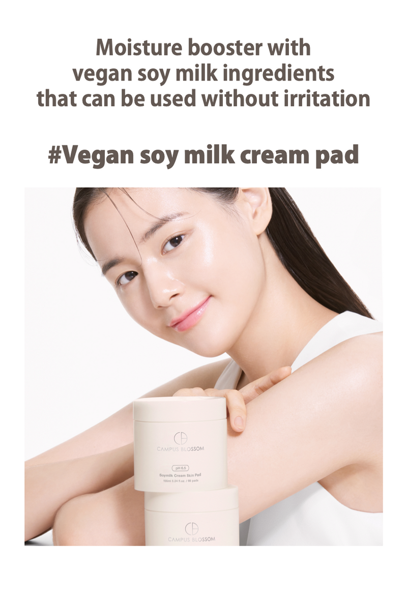 Campus Blossom Soymilk Cream Skin Pad 155ml 5.24 fl.oz. / 66 pads [Vegan|Cotton Pads|Toner|Serum|Moisture|Soymilk Cream]