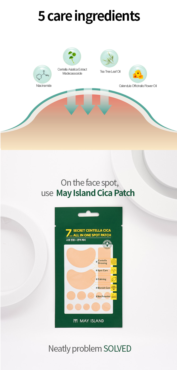 MAY ISLAND 7 Days Secret Centella Cica All-in-one Spot Patch [Acne|Spot Calming|Perfect Adhesion|Wide Cover]