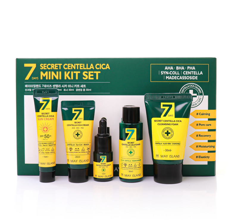 MAY ISLAND 7-Days Secret Centella Cica Mini Kit Set [Acne|Cica|Sensitive Skin|Soothing|Moisturizing|Regeneration|Calming]