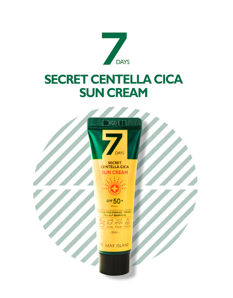 MAY ISLAND 7 Days Secret Centella Cica Sun Cream SPF50+ PA+++ 30ml [Acne|Strong UV Protection|Sun Block|UVA|UVB|Sun Serum]