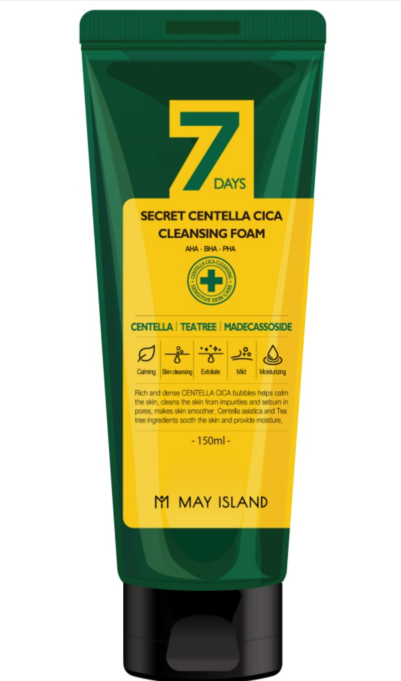 MAY ISLAND 7 Days Secret Centella Cica Cleansing Foam 150ml [Care for Problematic Skin|Sensitive Skin|Low Irritant| Deep Clean]