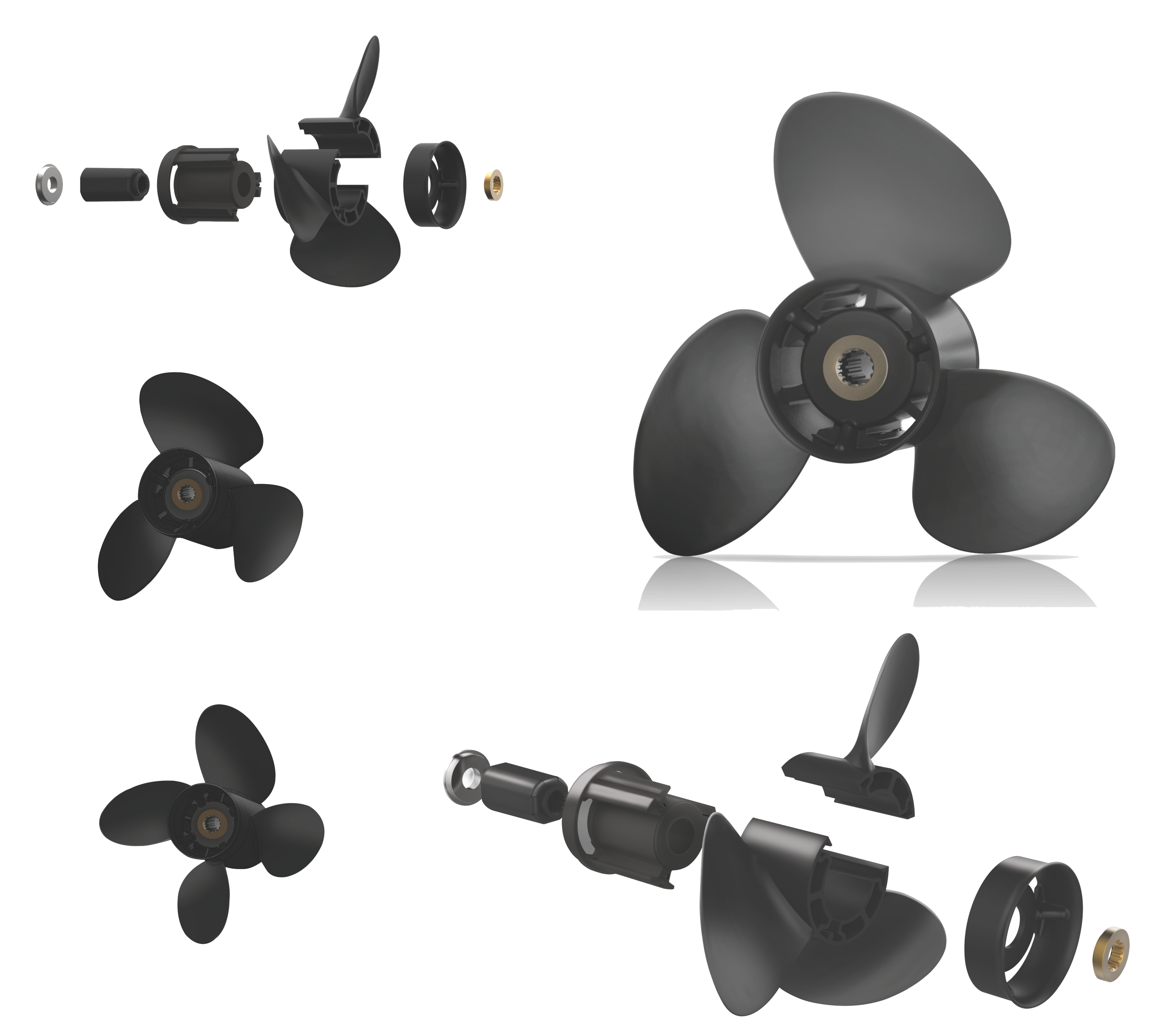 XCOMP MERCURY MARINER D 40~140 HP Set + Hub Kit Blade Replaceable Propeller for Outboard