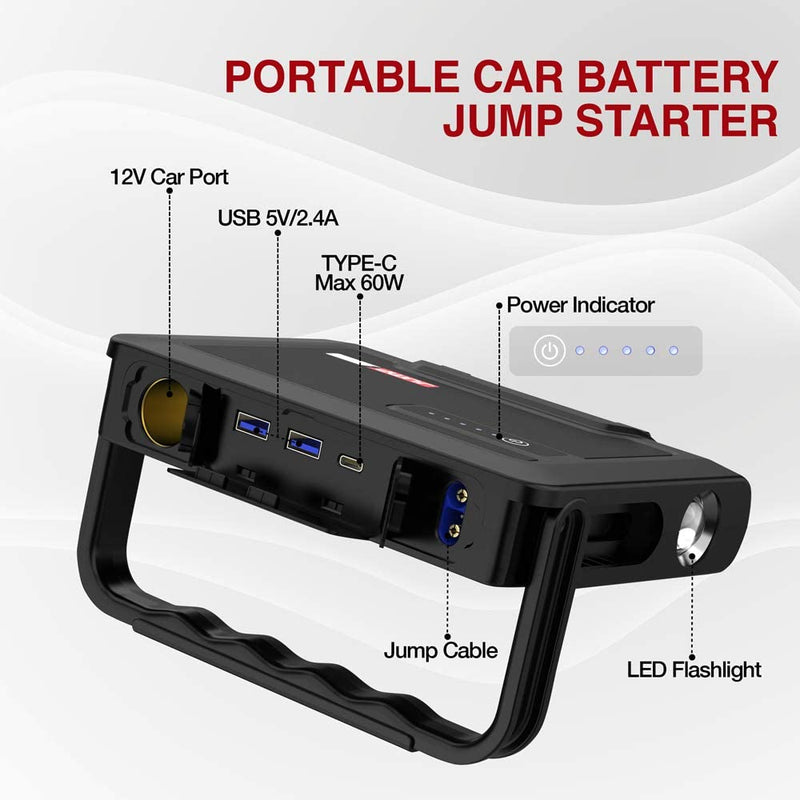 Jump&Go Portable Car Battery Jump Starter - 24,000mAh(88.8Wh), 1,500A
