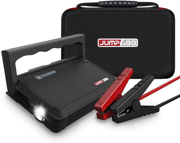 Jump&Go Portable Car Battery Jump Starter set 16,000mAh, 600A Peak, Mini Automotive Power Booster Pack Jumpstarter Powerpack Charger