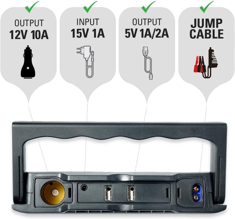 Jump&Go Portable Car Battery Jump Starter set 16,000mAh, 600A Peak, Mini Automotive Power Booster Pack Jumpstarter Powerpack Charger