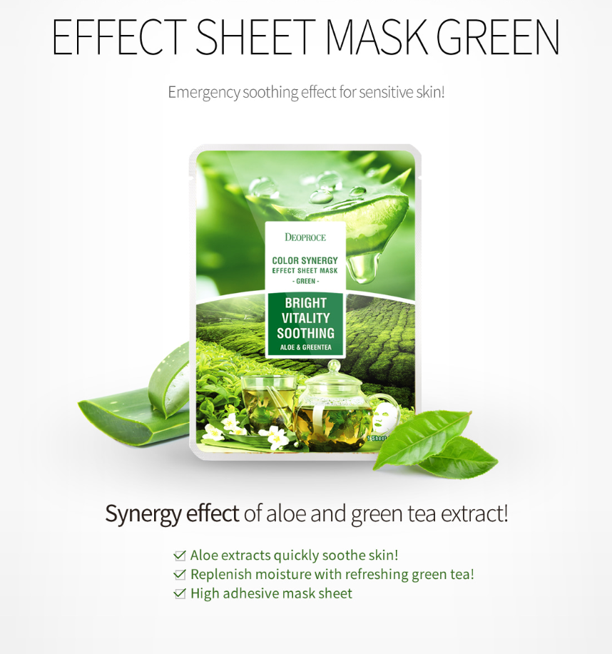 Color Synergy Effect Sheet Mask Green 20g / 10 sheets - Dotrade Express. Trusted Korea Manufacturers. Find the best Korean Brands