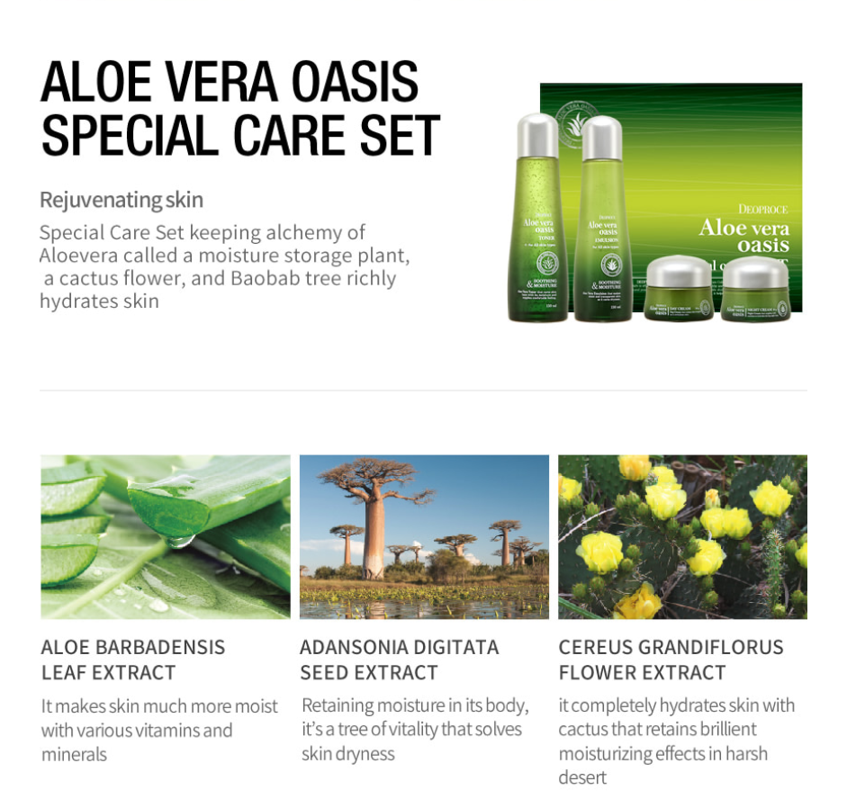 Aloe Vera Oasis Special Care 4 Set - Dotrade Express. Trusted Korea Manufacturers. Find the best Korean Brands