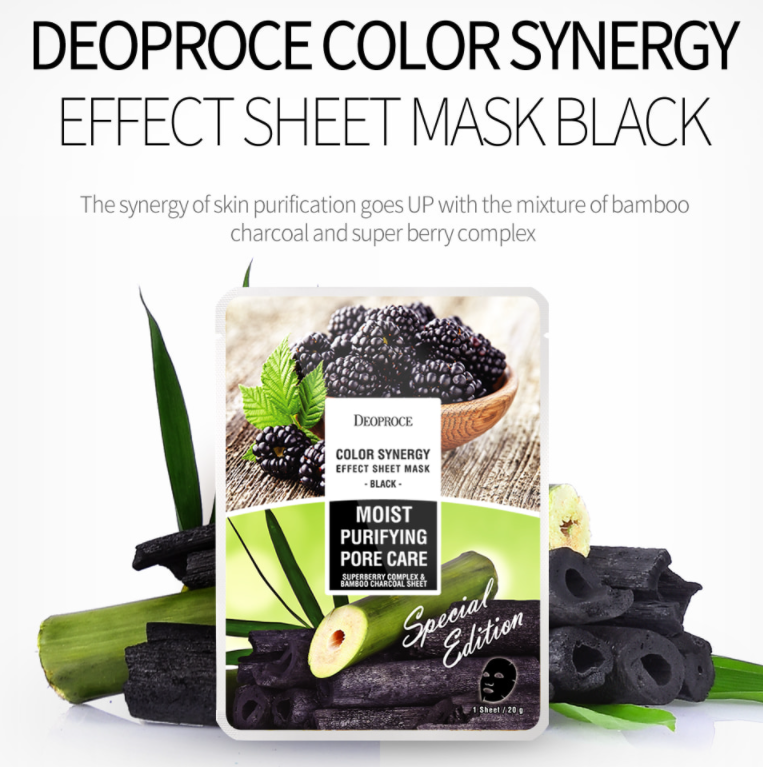 DEOPROCE COLOR SYNERGY EFFECT SHEET MASK BLACK 20g (10 sheet)