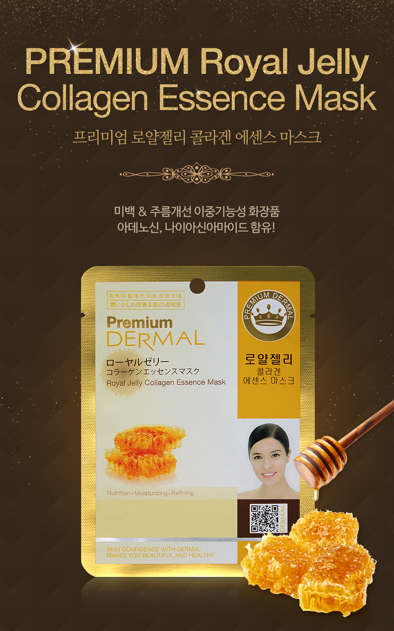 DERMAL Premium Royal Jelly Collagen Essence Mask 10 Pieces - Dotrade Express. Trusted Korea Manufacturers. Find the best Korean Brands