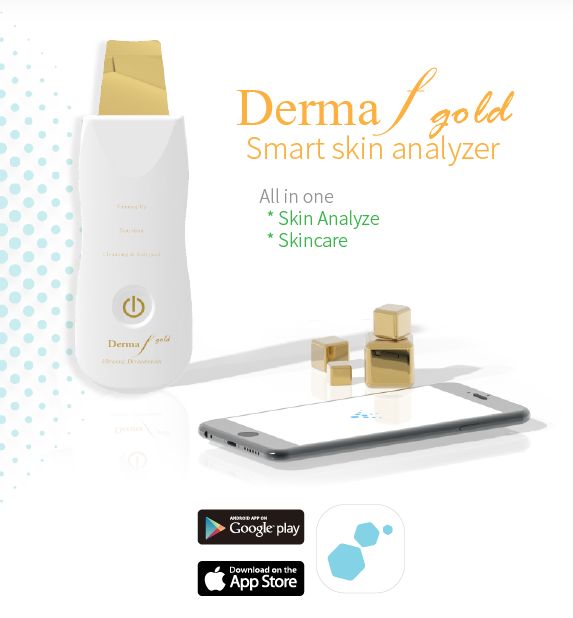 Derma F Gold +App (iOS, Android) - Smart Skin Analyzer, Homecare Smart Device, All in one Skin Analyze, Skincare
