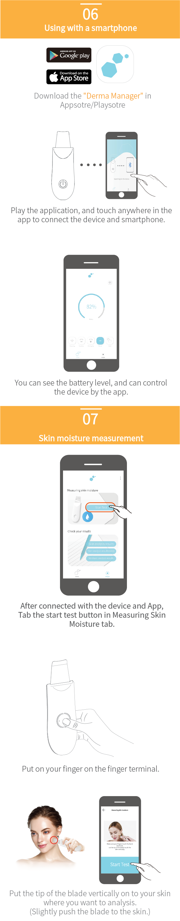 Derma F Gold +App (iOS, Android) - Smart Skin Analyzer, Homecare Smart Device, All in one Skin Analyze, Skincare