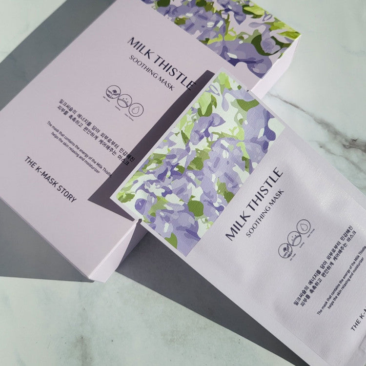 THE K-MASK STORY Milk Thistle Mask (Soothing) 10 Sheets | The sedative energy-filled ampoule containing the energy of Milk Thistle
