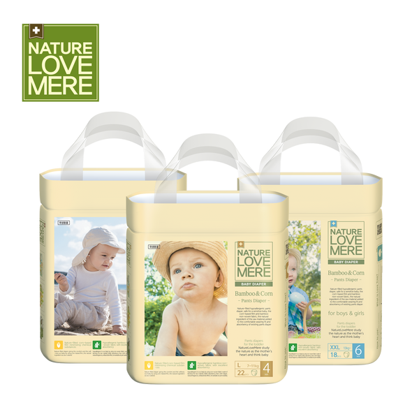NATURE LOVE MERE Bamboo&Corn Pants Diaper(1Box: 4Packs) Size: L/XL/Jumbo