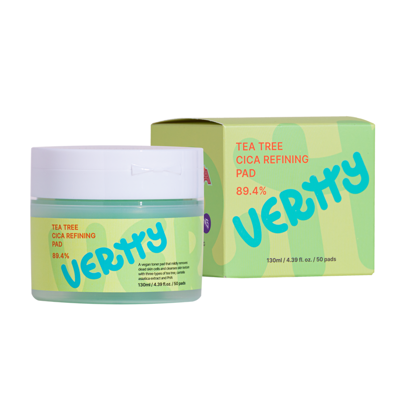 VERTTY TEE TREE Cica Refining Pad 130ml / 4.39 fl.oz. / 50 pads | Containing three types of tea tree and centella asiatica extract