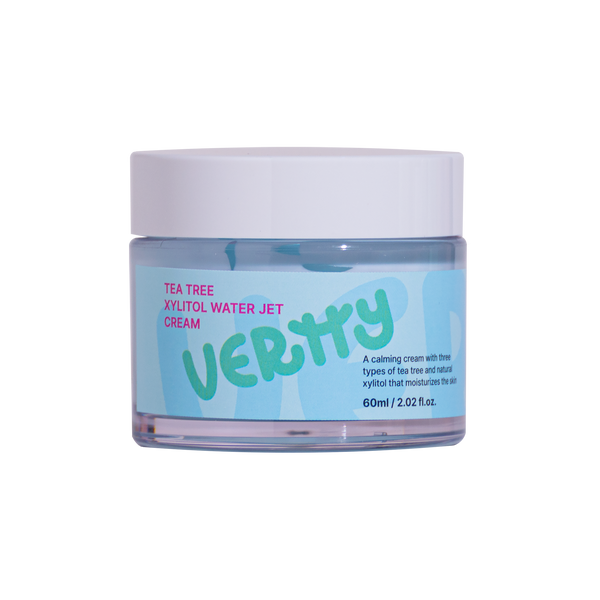 VERTTY TEE TREE Xylitol Water Jet Cream 60ml / 2.02 fl.oz. | A calming cream with three types of tea tree and natural xylitol that moisturizes the skin