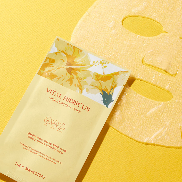 THE K-MASK STORY Vital Hibiscus (Mosturizing) 10 Sheets | Energy-filled ampoule containing hibiscus vitamin tree common jasmine flower water